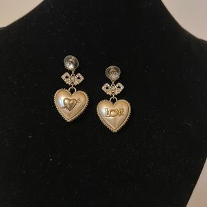 Betsy Johnson Heart Dangly Earrings